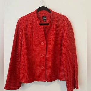 Eileen Fisher Boucle 3 Button Wool Jacket Blazer Orange Red Size Medium